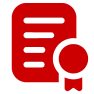 Red certificate icon with seal