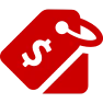 Red price tag with dollar sign
